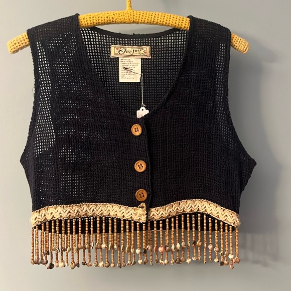Doen Tops - Vintage 1970s handmade cotton seashell crop top S/M